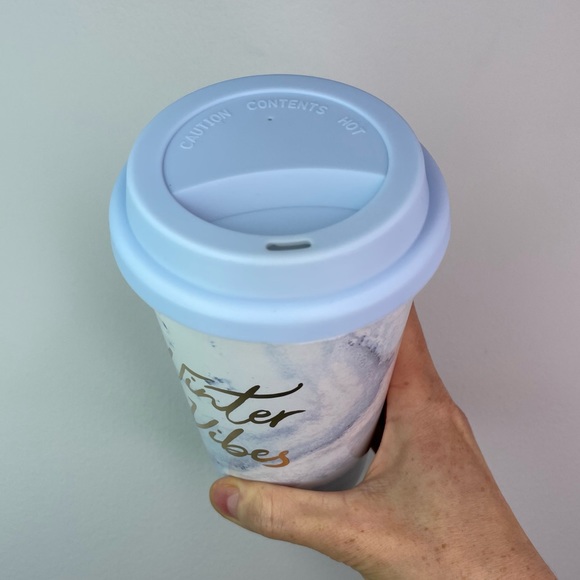 Winter Vibes Double-Walled Ceramic Travel Mug with Silicone Lid - Picture 3 of 5